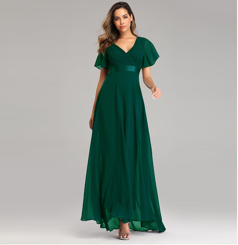 BRIDESMAID CHIFFON DRESS - GREEN