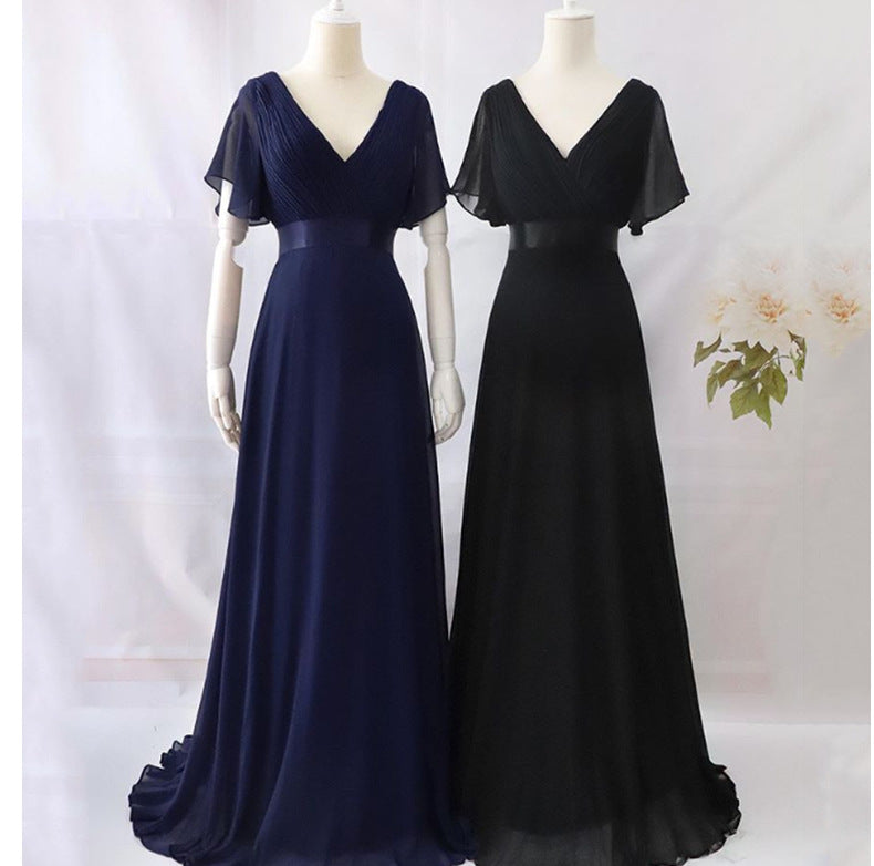 BRIDESMAID CHIFFON DRESS - BLACK