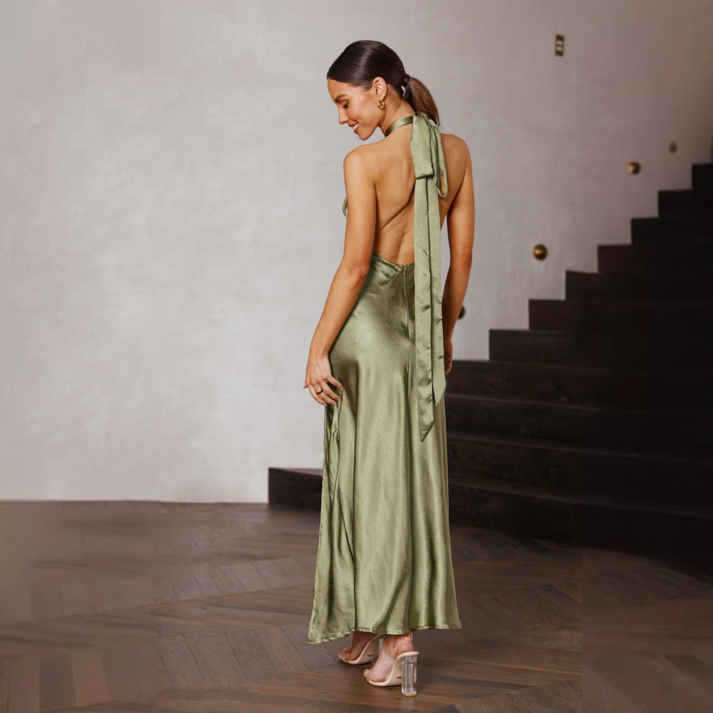 Halter Neck bridesmaid dress -Olive green