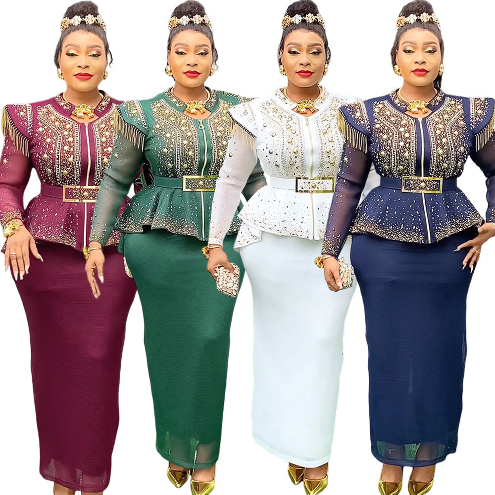African Clothes for Women 2 PCS Sets Tops And Skirts Suits