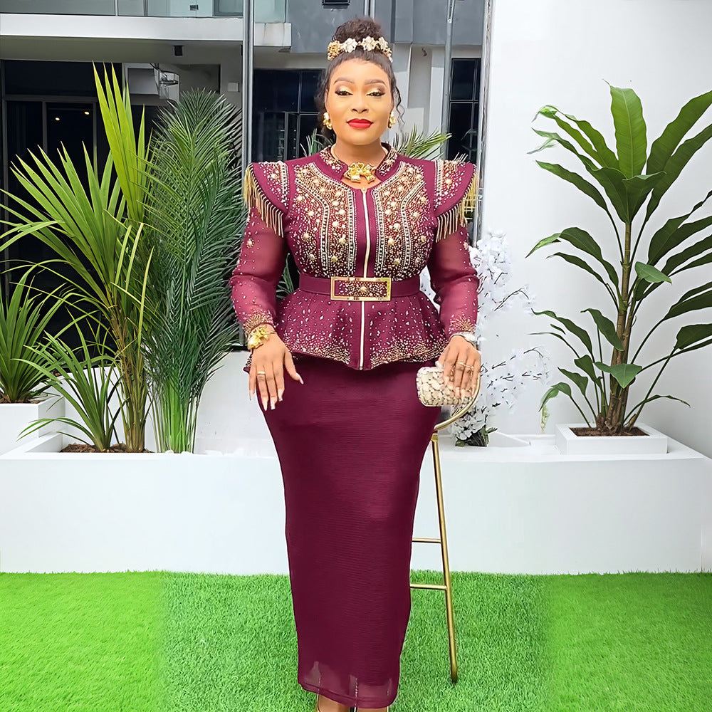 African Clothes for Women 2 PCS Sets Tops And Skirts Suits