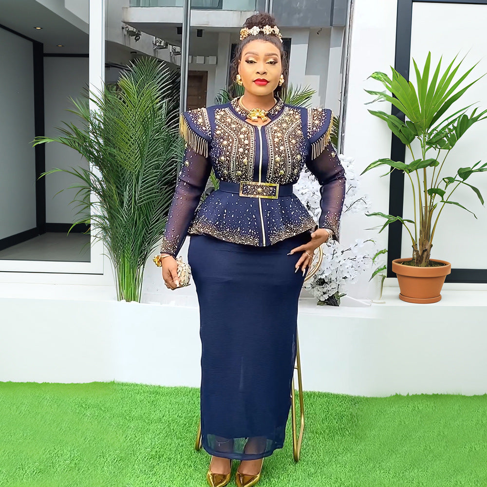 African Clothes for Women 2 PCS Sets Tops And Skirts Suits
