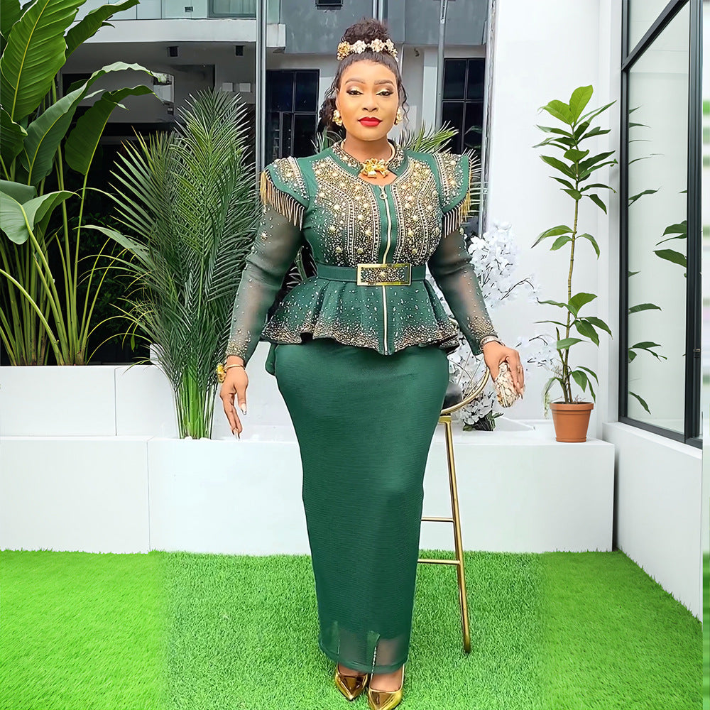 African Clothes for Women 2 PCS Sets Tops And Skirts Suits