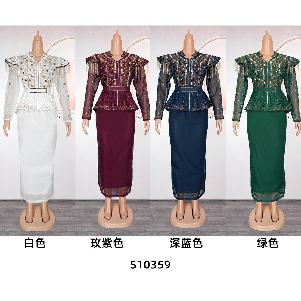 African Clothes for Women 2 PCS Sets Tops And Skirts Suits