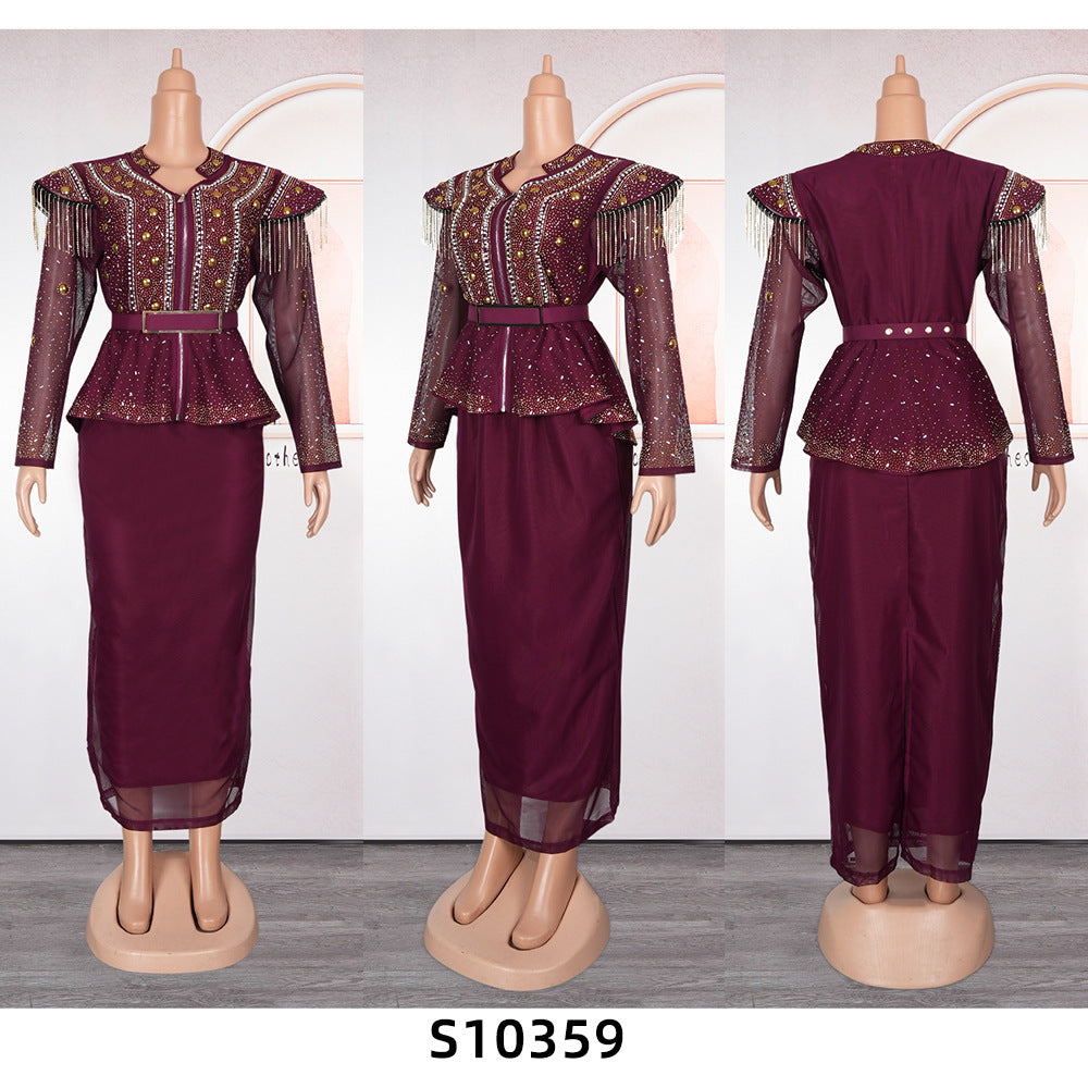 African Clothes for Women 2 PCS Sets Tops And Skirts Suits