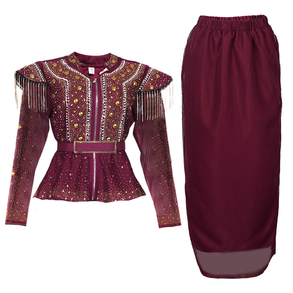 African Clothes for Women 2 PCS Sets Tops And Skirts Suits