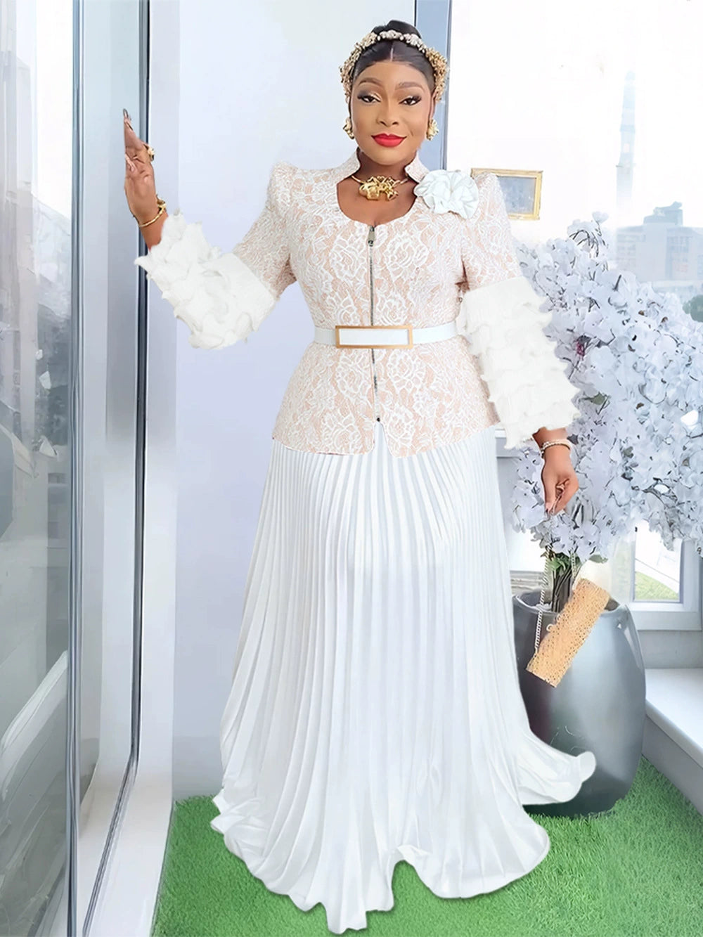 African Clothes for Women 2 PCS Sets Tops And Skirts Suits