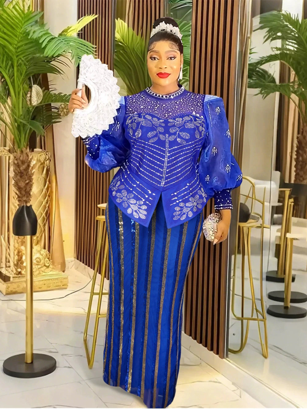 Women 2025 New Fashion Plus Size Sequin Evening Party Long Dress