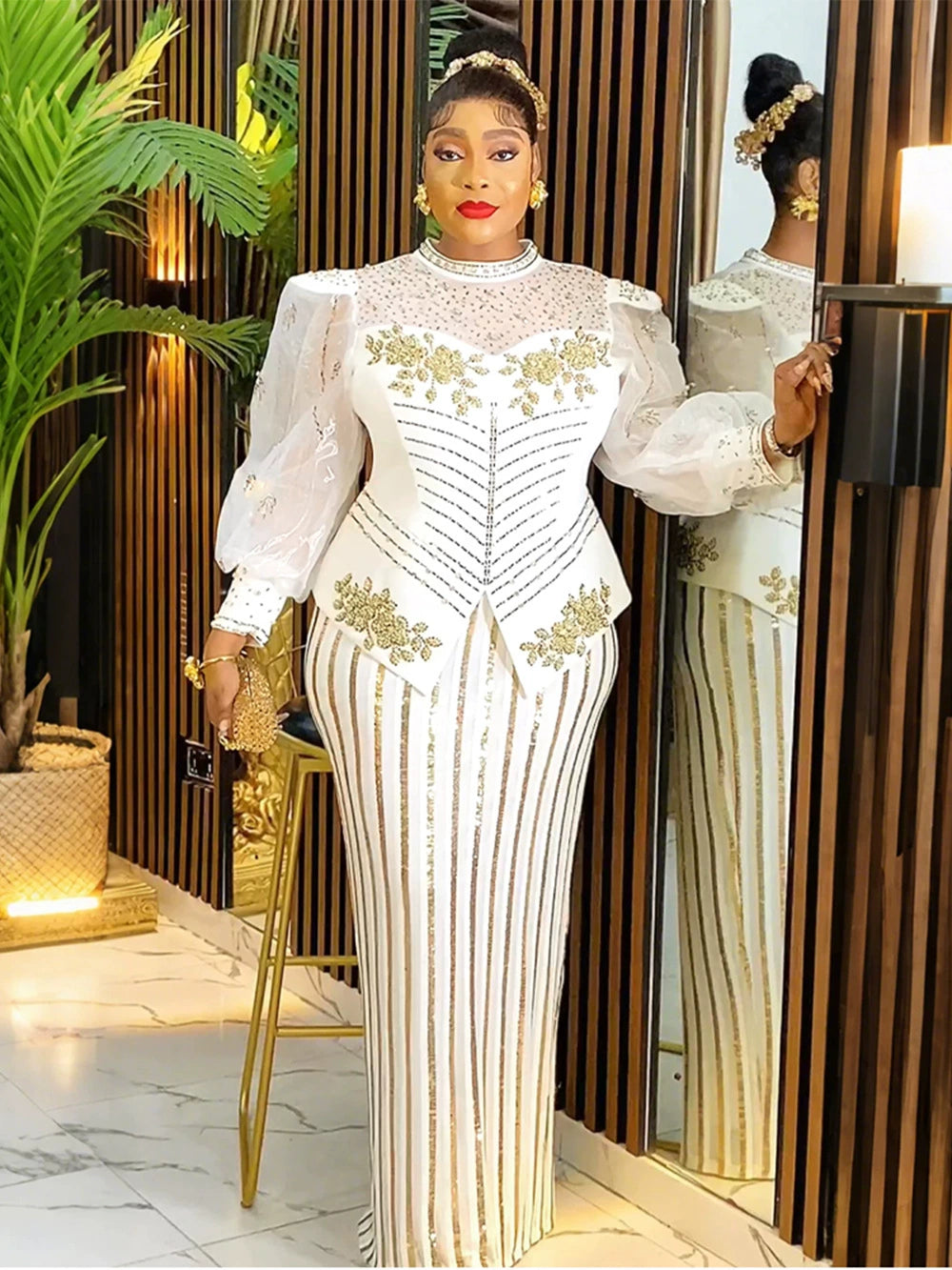 Women 2025 New Fashion Plus Size Sequin Evening Party Long Dress