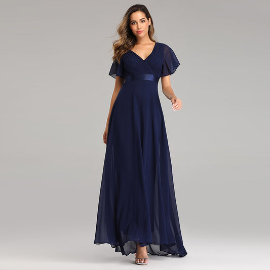 BRIDESMAID CHIFFON DRESS - NAVY