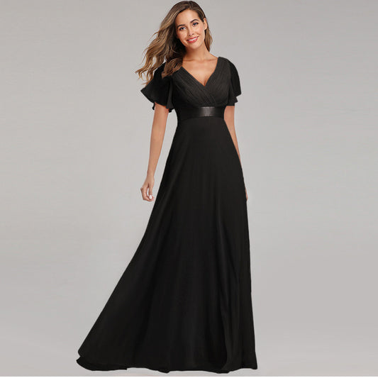 BRIDESMAID CHIFFON DRESS - BLACK