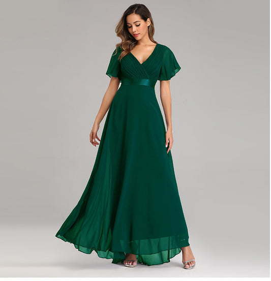 BRIDESMAID CHIFFON DRESS - GREEN