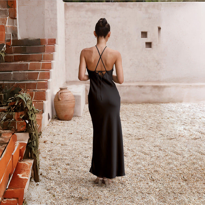 A-Line Halter bridesmaid dress- Black icclekbeauty store A-Line Halter bridesmaid dress- Black icclekbeauty store