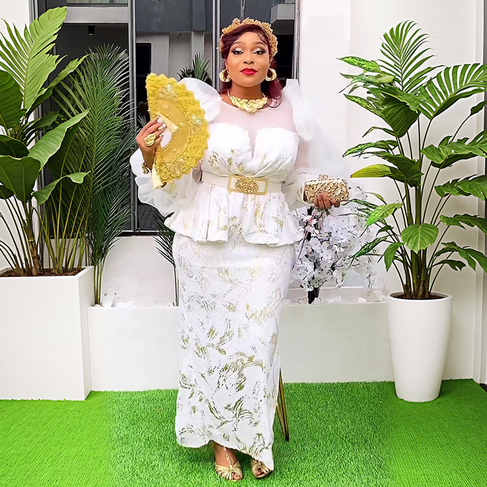 African Dresses for Women 2025 New Fashion Plus Size Sequin Evening Party Long Dress
