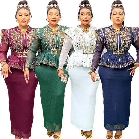 African Clothes for Women 2 PCS Sets Tops And Skirts Suits