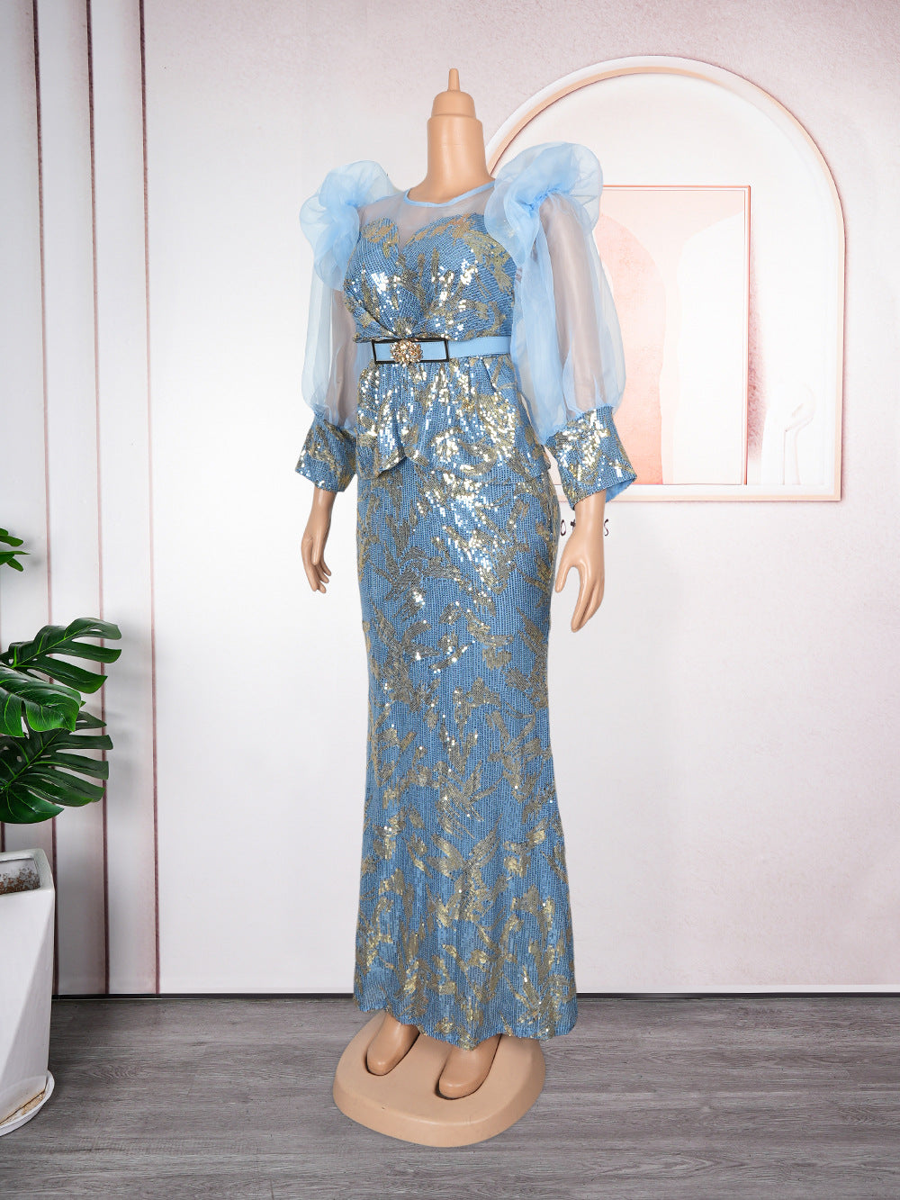 African Dresses for Women 2025 New Fashion Plus Size Sequin Evening Party Long Dress