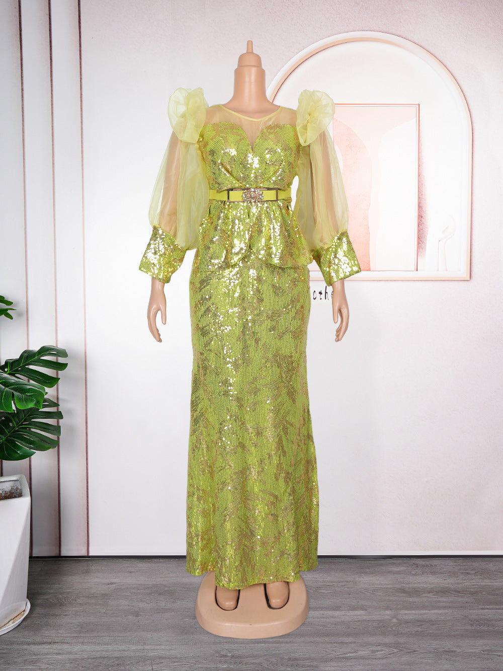African Dresses for Women 2025 New Fashion Plus Size Sequin Evening Party Long Dress
