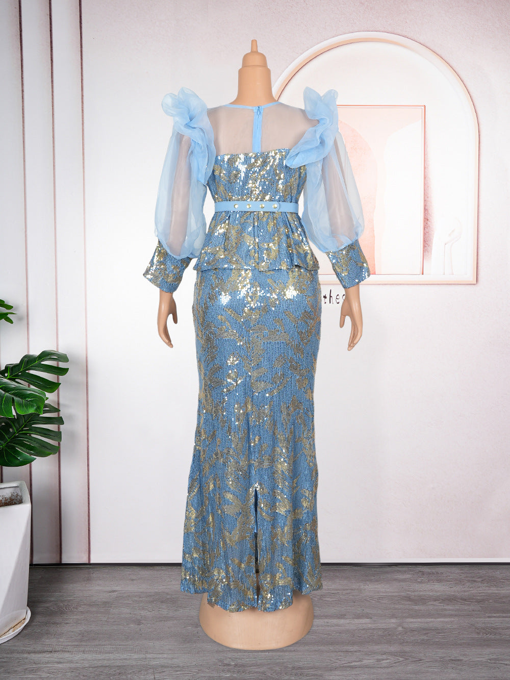 African Dresses for Women 2025 New Fashion Plus Size Sequin Evening Party Long Dress