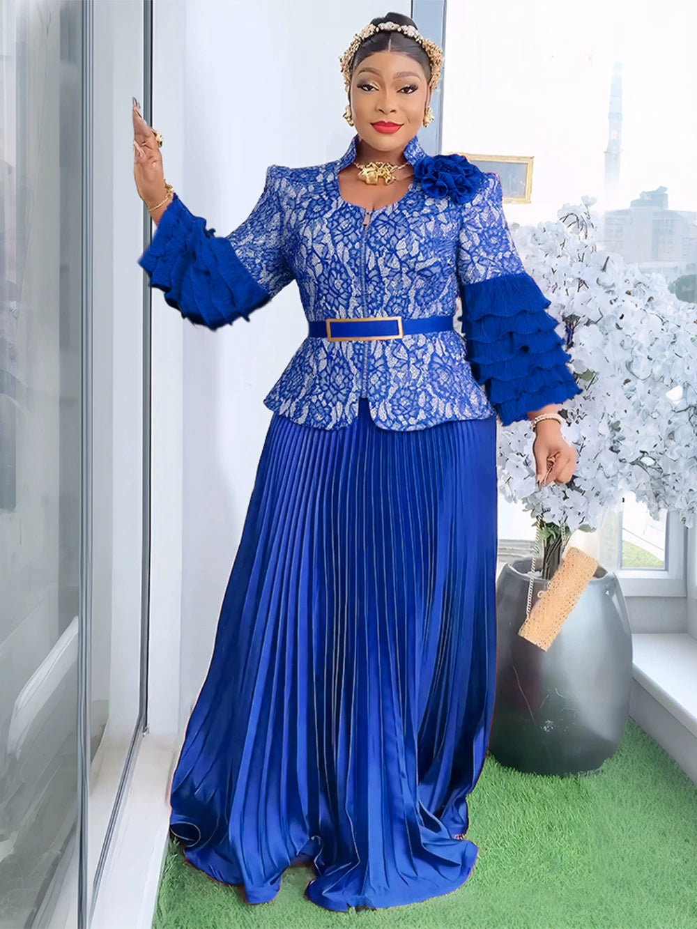 African Clothes for Women 2 PCS Sets Tops And Skirts Suits