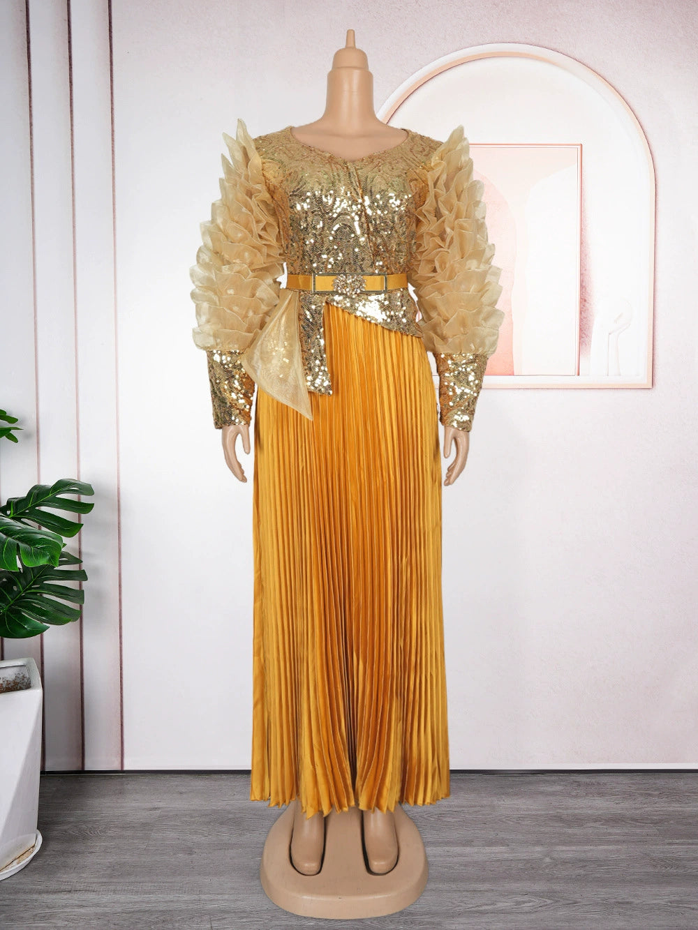 African Sequined Party Long Dresses for Women 2025