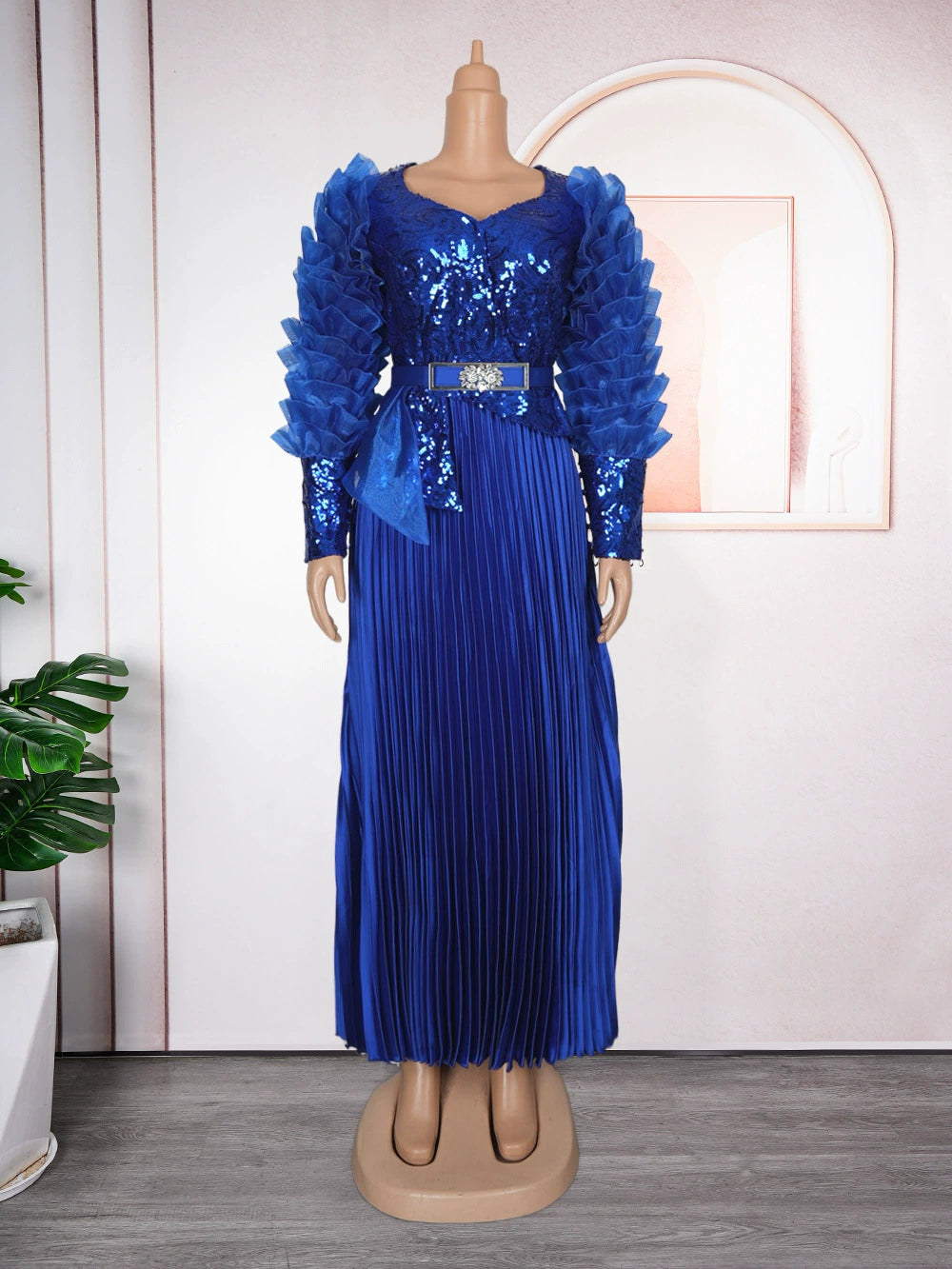 African Sequined Party Long Dresses for Women 2025