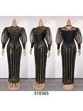 Women 2025 New Fashion Plus Size Sequin Evening Party Long Dress