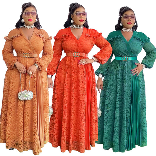 Lace Plus Size African Party Dresses for Women 2025